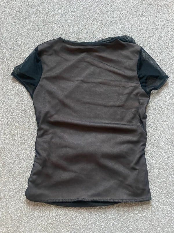 ASOS Design Black Mesh Ruched Top