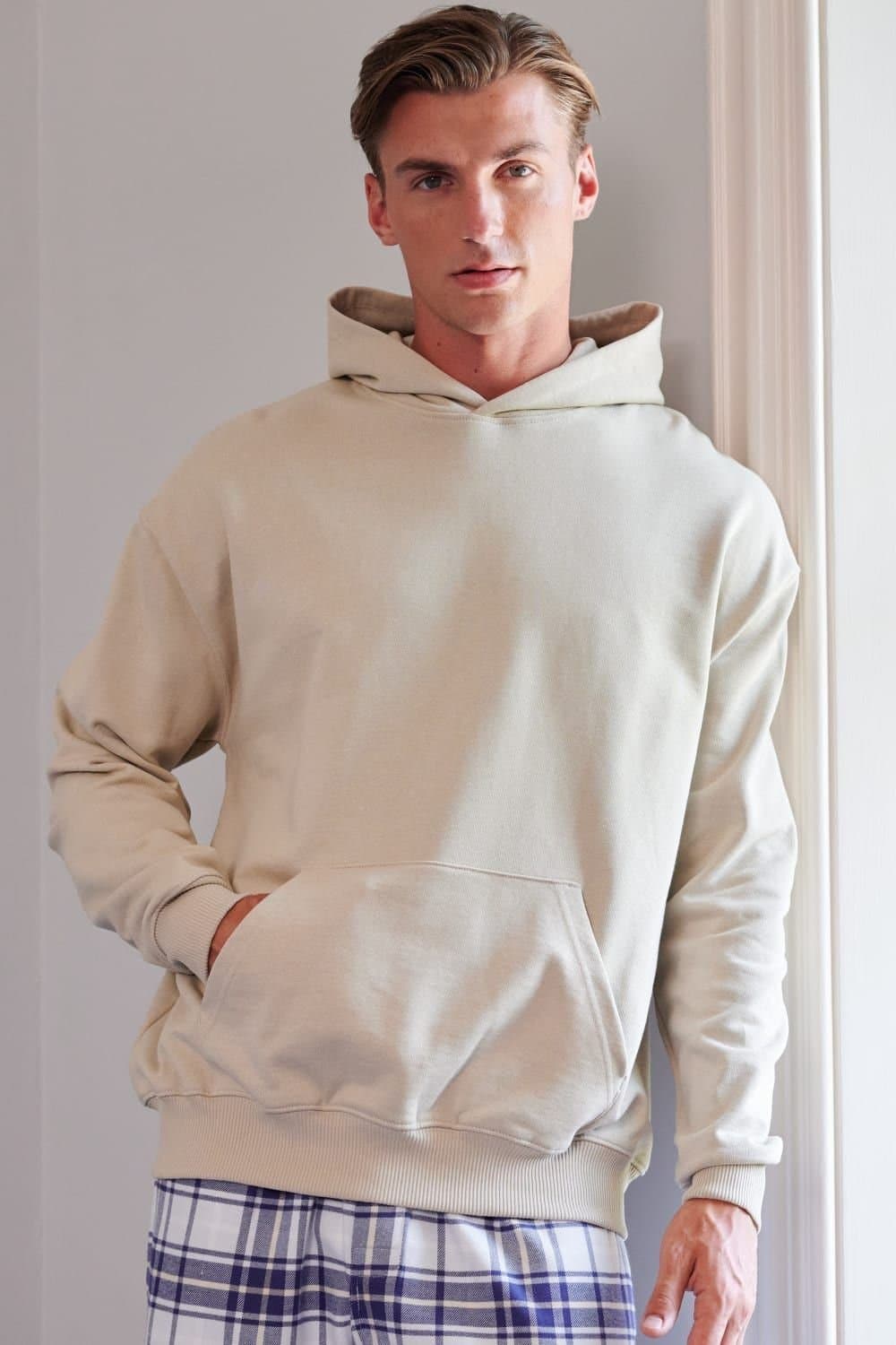 British Boxers British Boxers Men's "Desert Sand" Cotton Oversized Hoodie in Light Sand