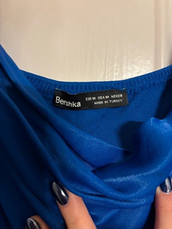 Bershka blue cowl neck mini dress