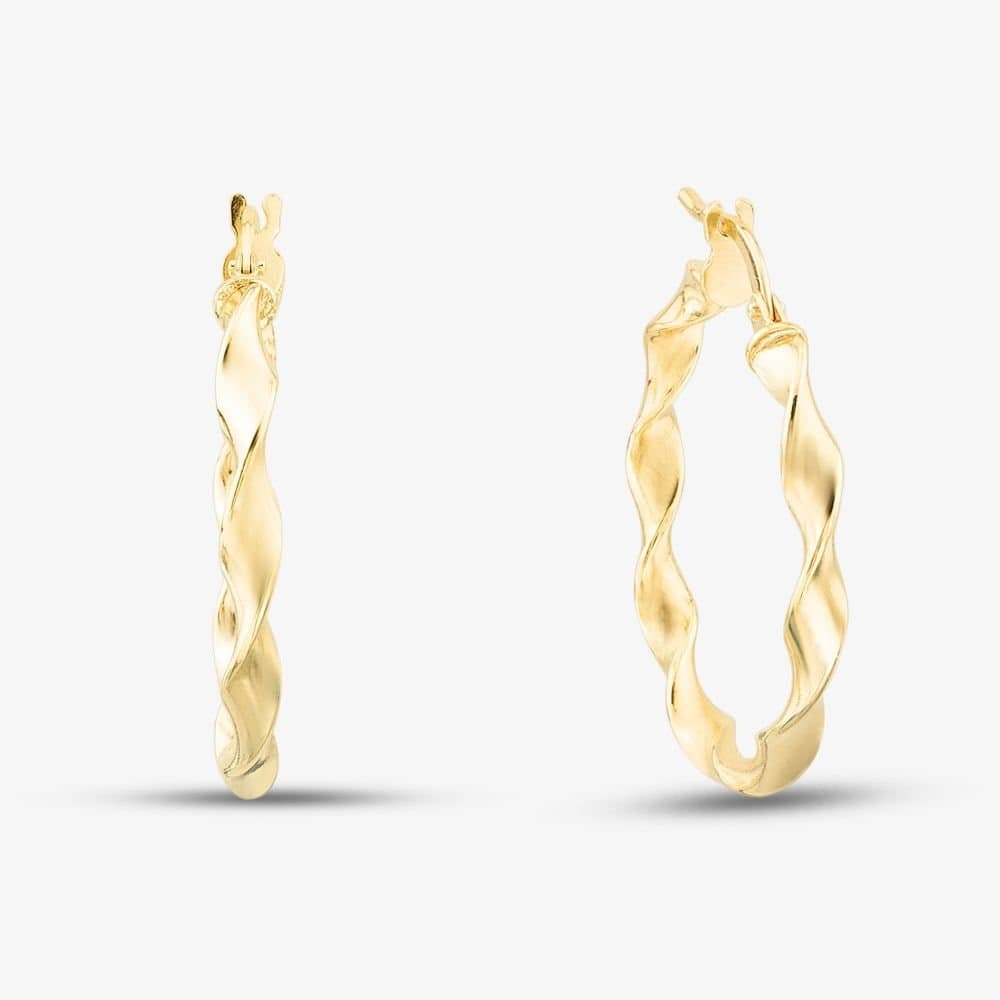 T.H.Baker T.H.Baker Women's 9ct Yellow Gold 22.5mm Twisted Hoop Earrings 1.51.2259