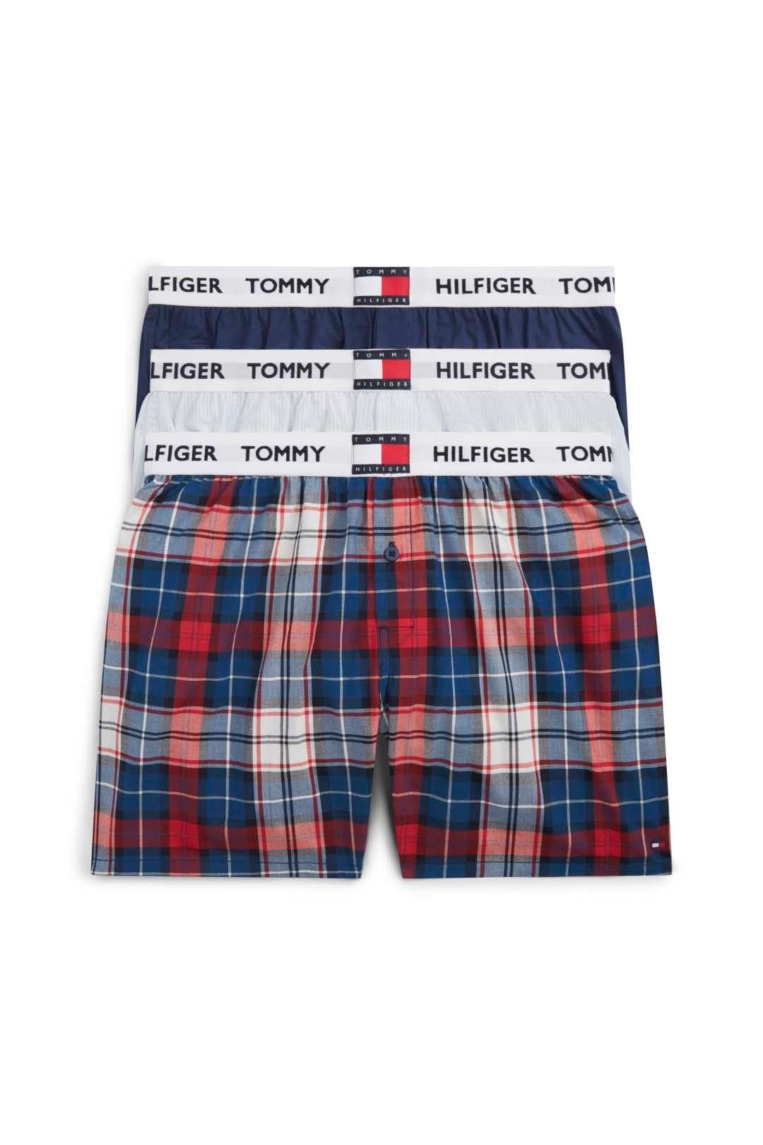 Tommy Hilfiger Tommy Hilfiger Men's 3P Woven Boxer Elas Wb Navy/Tommy Tartan/Ithica in Navy