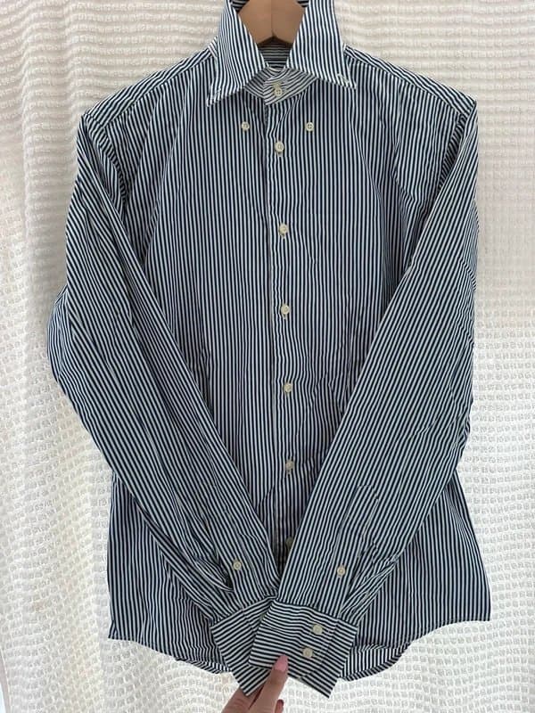 Zara Man 11 Zara Man navy blue and white striped summer holiday shirt size L