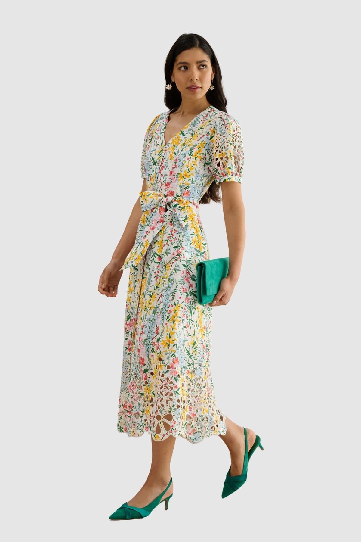 Hobbs London Hobbs London Women's Christie Floral Belted V-Neck Midi Dress