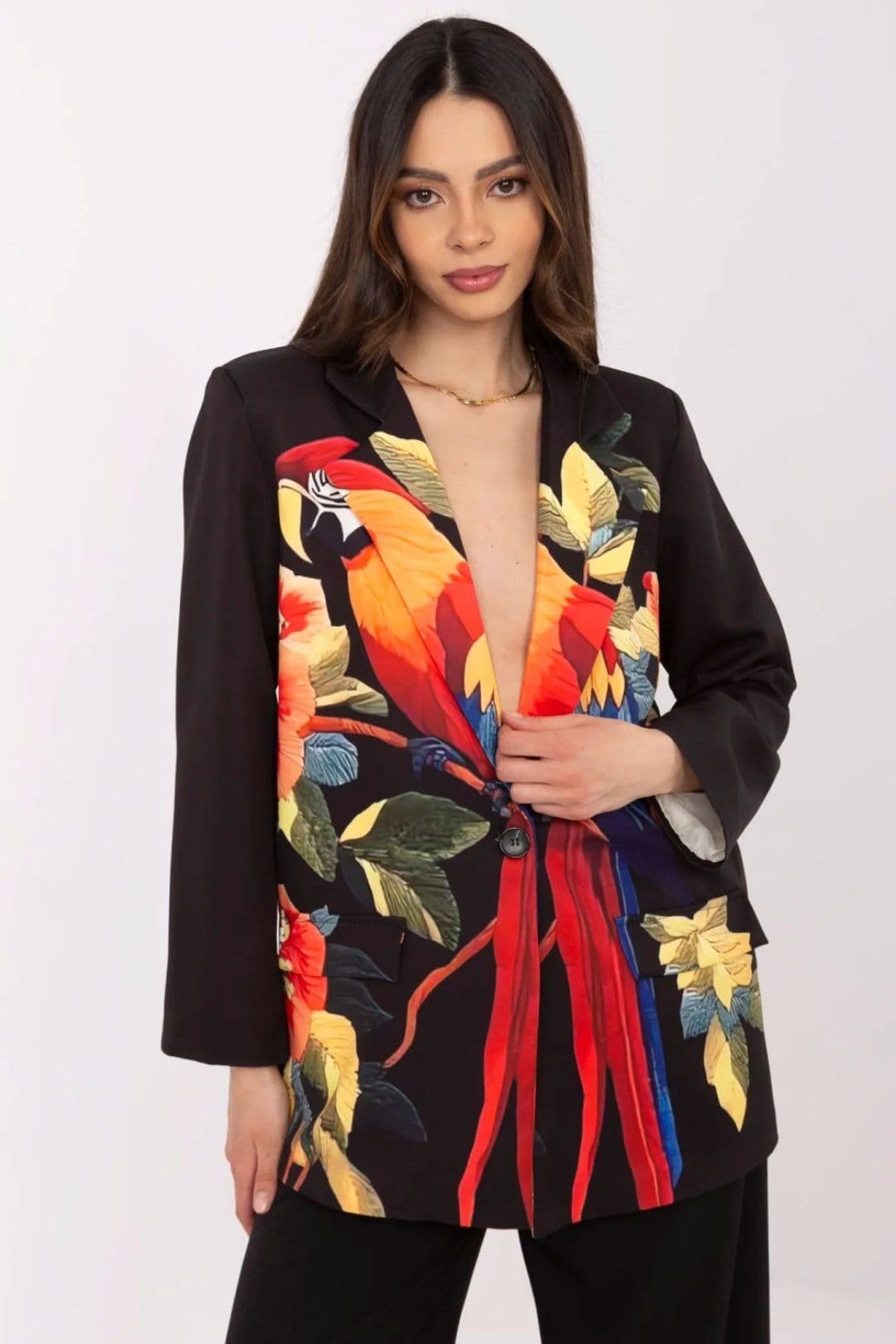 Love Lace Black Printed Casual Blazer