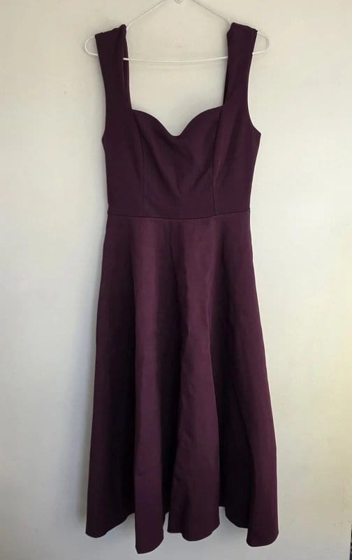 Club L London Burgundy Plum Sweetheart Midi Dress