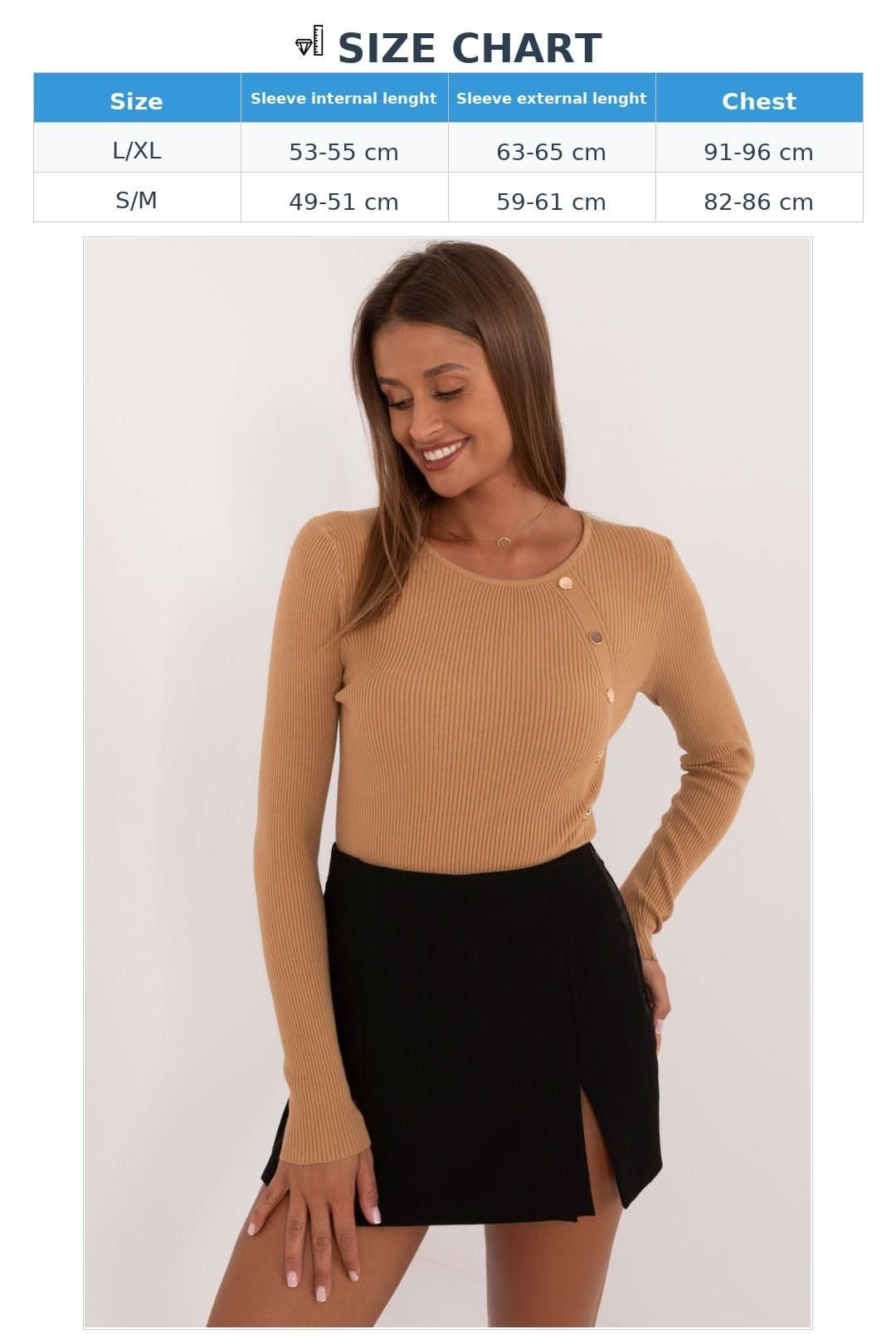 Love Lace Love Lace Women's Casual Button Front Ribbed Sweater Round Neck in Brown - 4