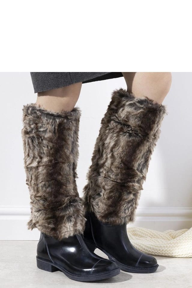 Love Lace Love Lace Women's Knee High Rubber Wellington Boots with Faux Fur Lining in Navy - 2