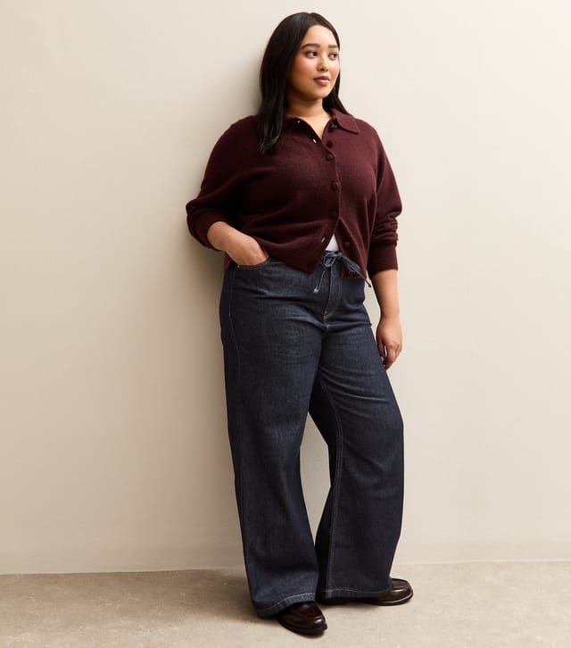 New Look Women's Plus Size Dark Blue Drawstring Waist Denim Jeans Curves New Look - 3