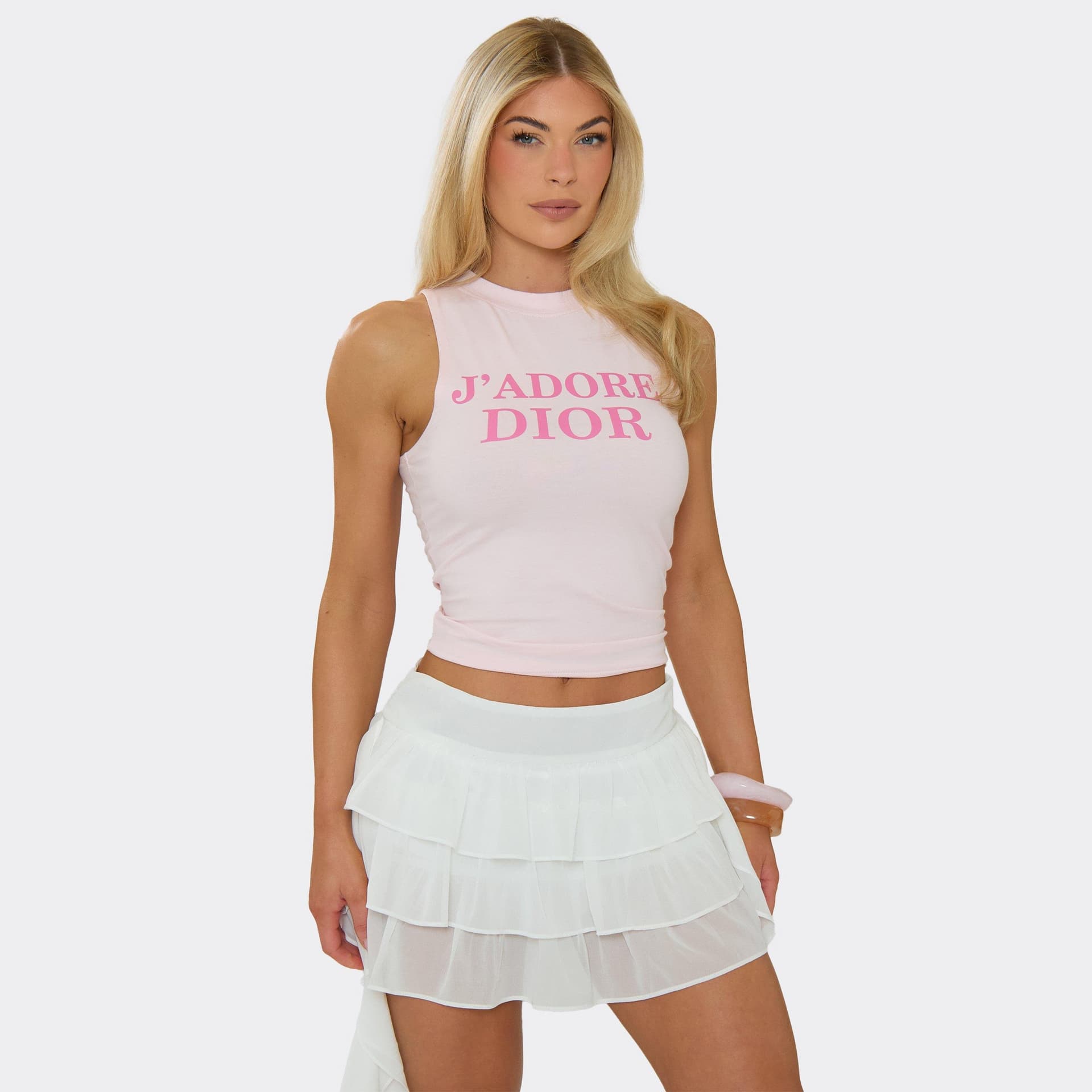 EGO EGO Baby Pink Racer Neck Slogan Print Vest Top