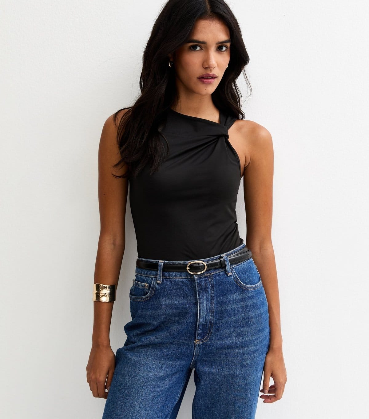 New Look Women's Black Knotted Strap Tank Top New Look - 4