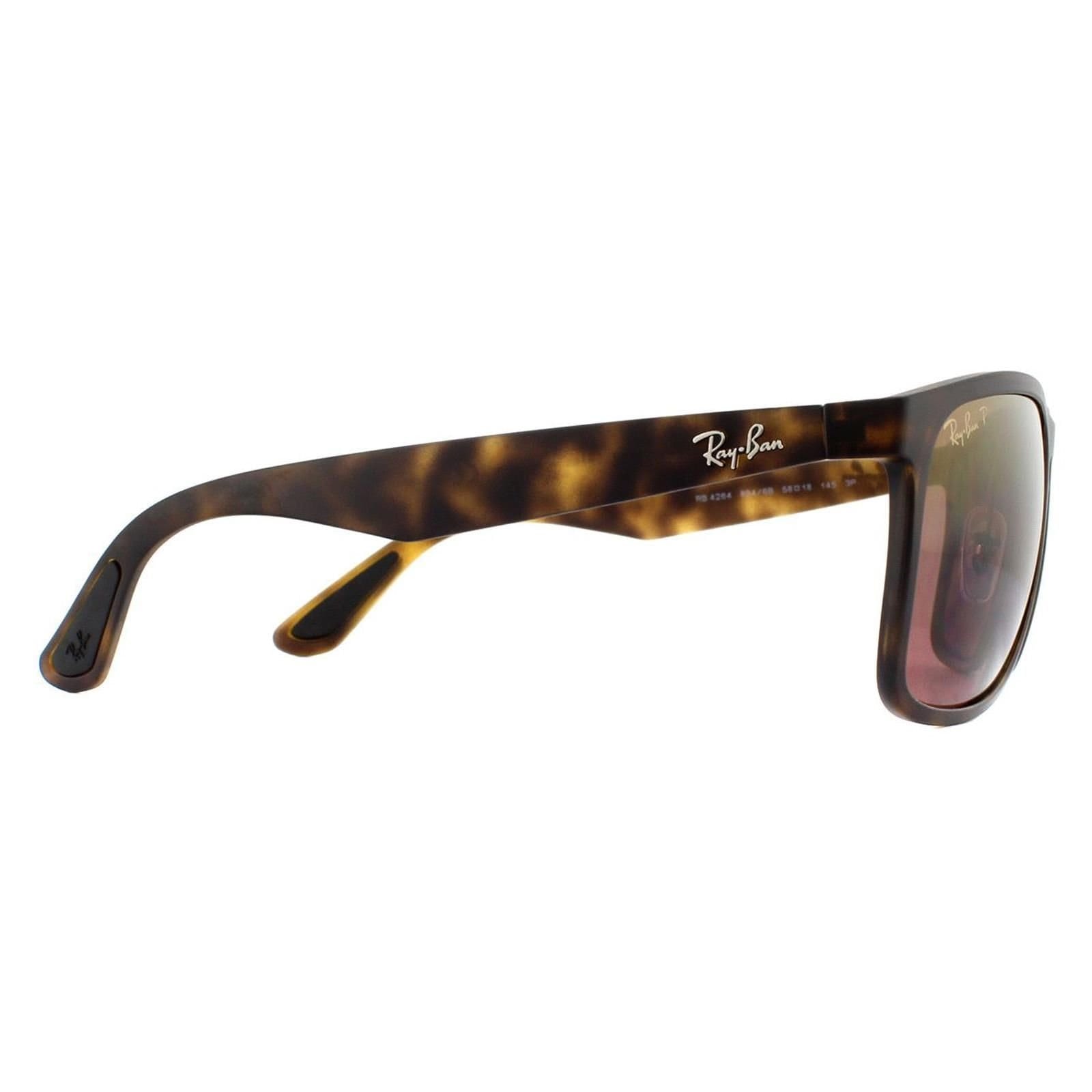 Ray-Ban Ray-Ban Men's Square Matte Havana Brown Polarized Mirror Chromance RB4264 Sunglasses - 4