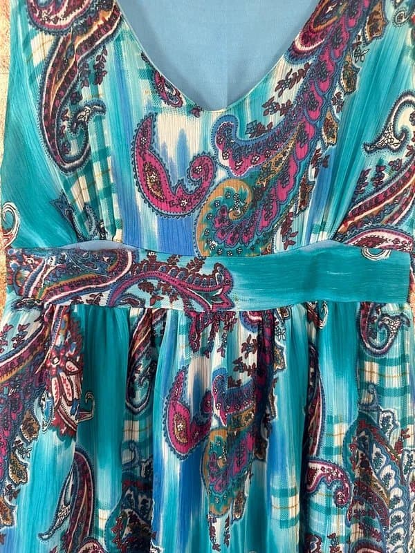 Excellent Long Paisley Print Boho Dress