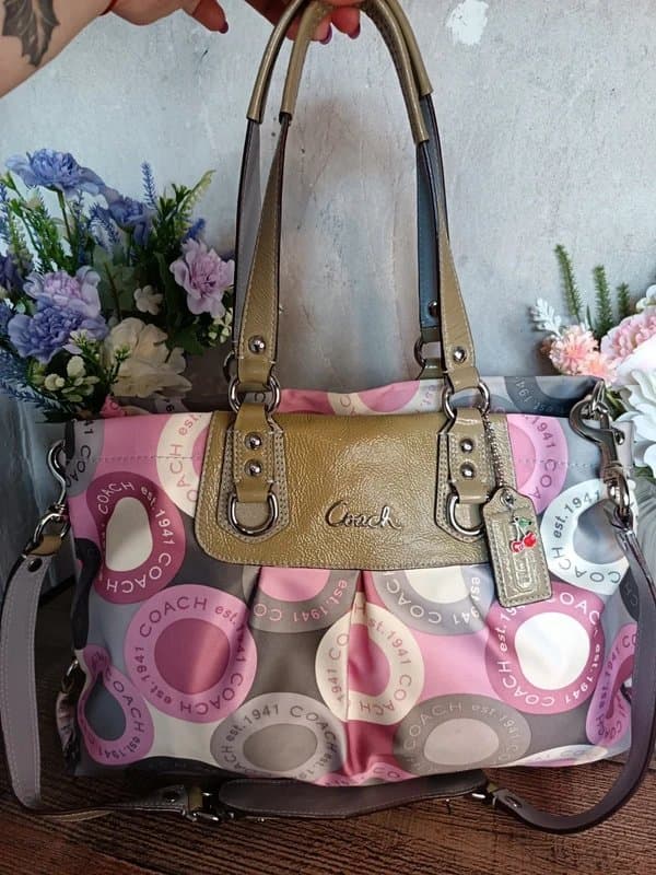Coach Coach Vintage Y2k Pink and Sage Satin Ashley Tote Bag Handbag