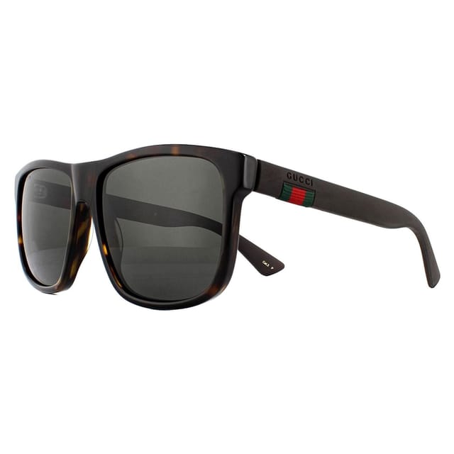 Gucci Gucci Men's Rectangle Havana & Grey Grey Polarized Sunglasses in Brown - 2
