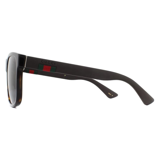 Gucci Gucci Men's Rectangle Havana & Grey Grey Polarized Sunglasses in Brown - 3