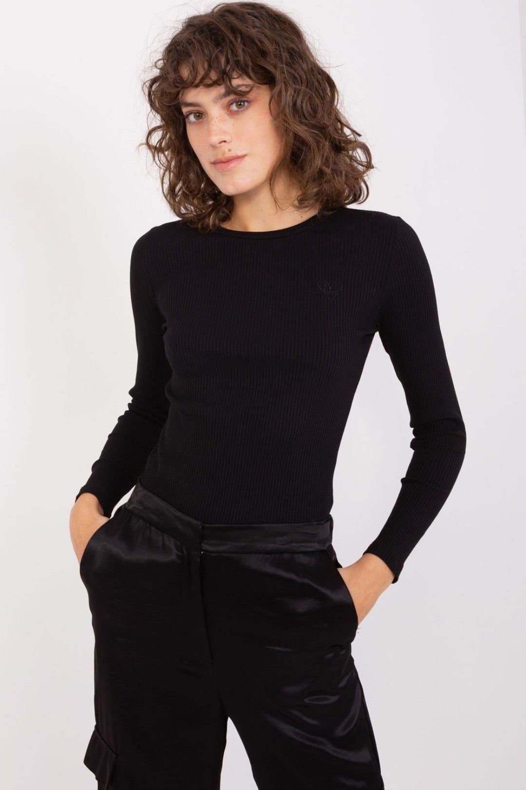 Love Lace Love Lace Women's Everyday Striped Cotton Fitted Blouse in Black