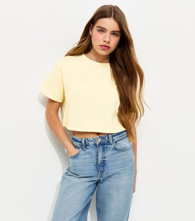 New Look Girls' Yellow Short Sleeve Sweatshirt Top New Look - 2