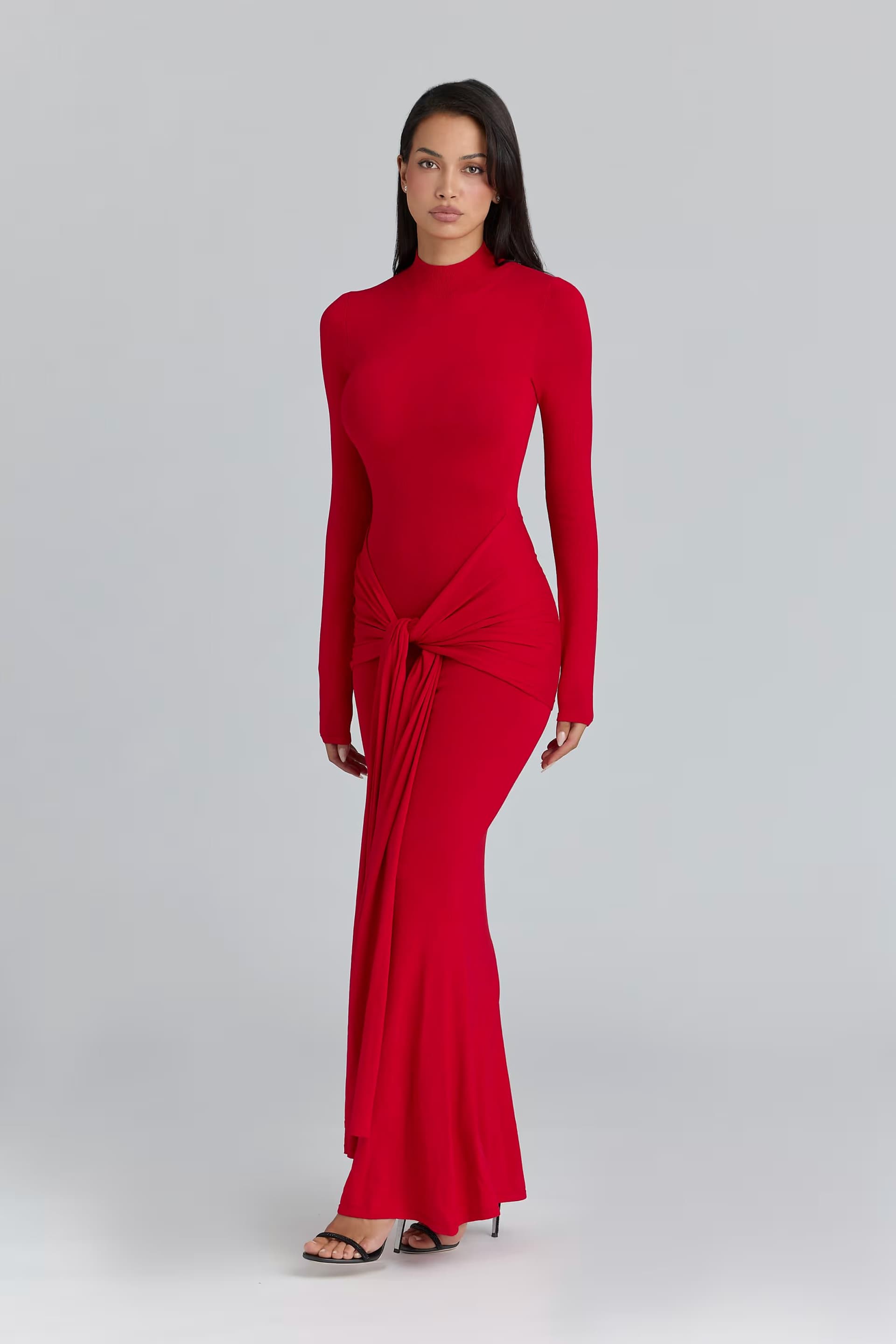 ASOS House of CB Imogen scarlet red hip drape maxi dress in red