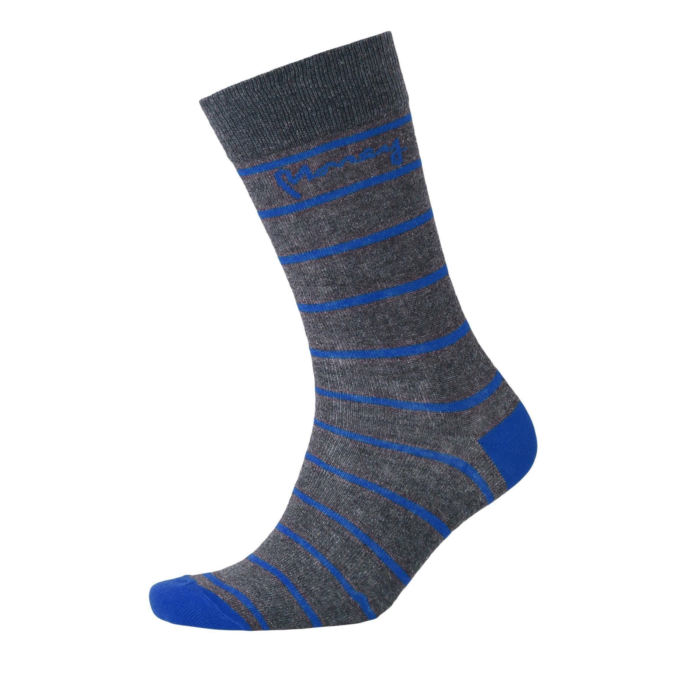 Money Money Men's Sig Striped Socks 3pk in Charcoal - 2