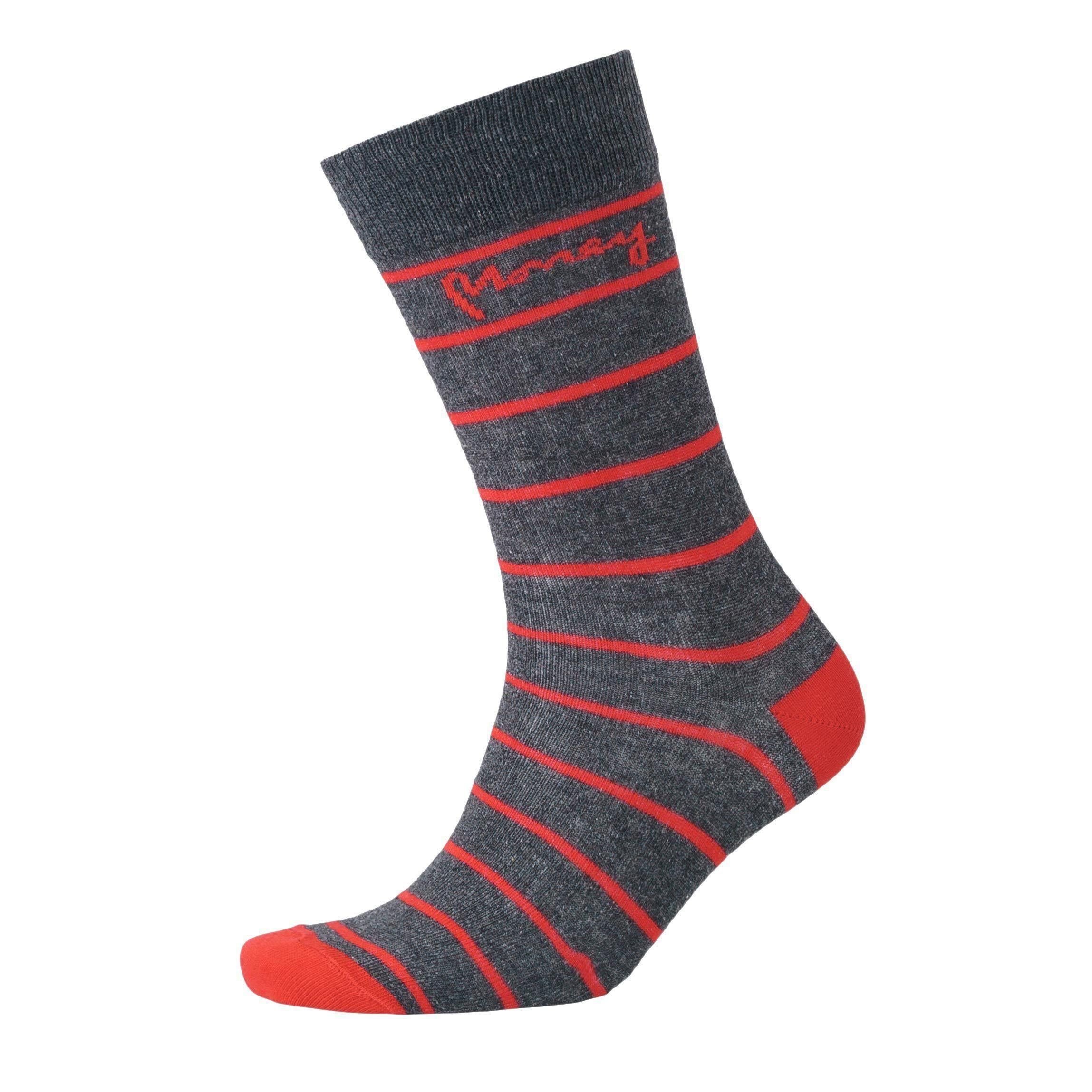 Money Money Men's Sig Striped Socks 3pk in Charcoal - 4