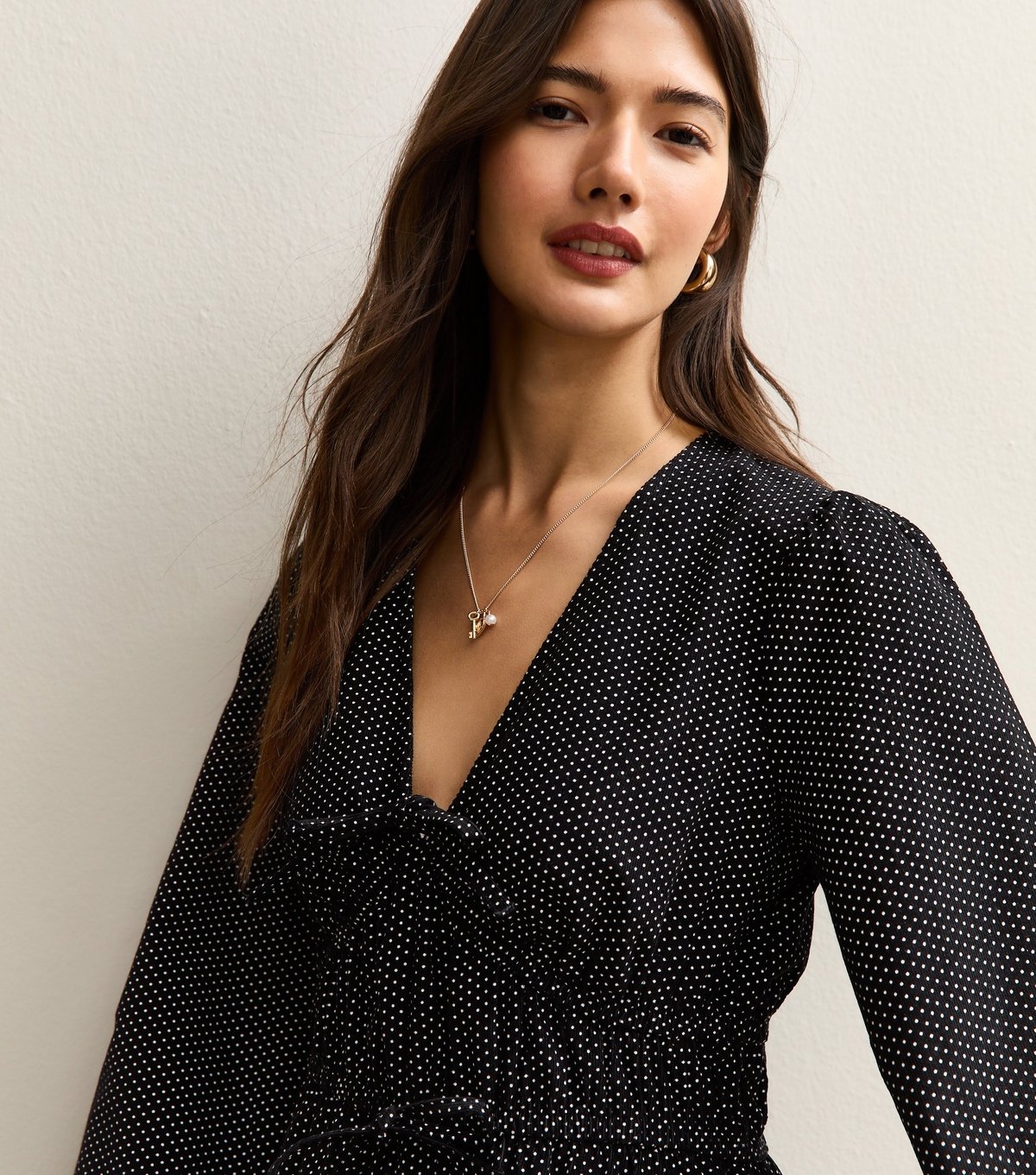 New Look Women's Black Polka Dot Front Tie Mini Dress New Look - 2