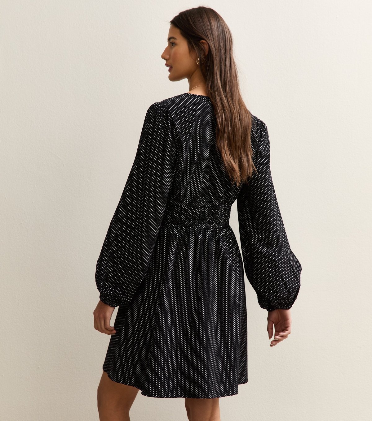 New Look Women's Black Polka Dot Front Tie Mini Dress New Look - 4