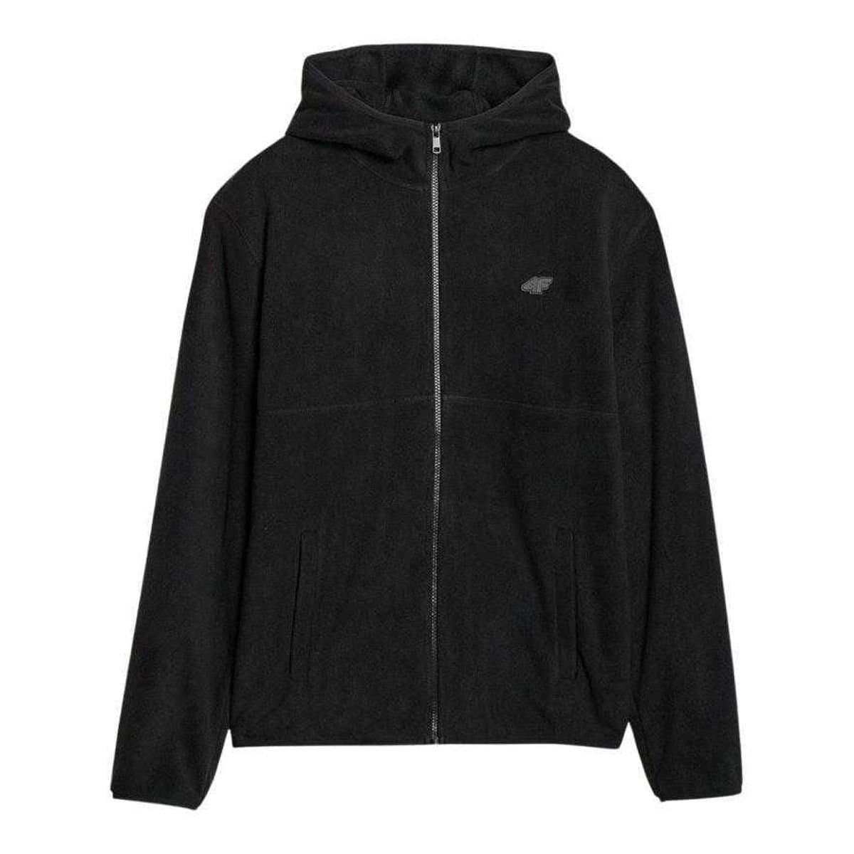 4F 4F Men's M317 Fleece Regular Full Zip Hoodie in Black