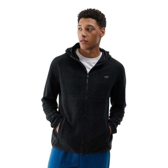 4F 4F Men's M317 Fleece Regular Full Zip Hoodie in Black - 3