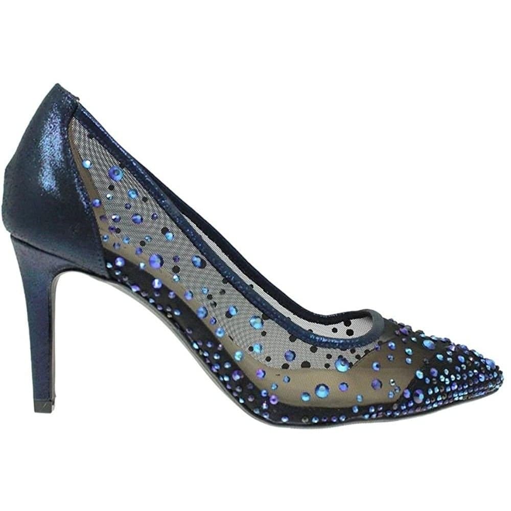 Lunar Lunar Navy Mesh Court Shoes with Faux Gemstones