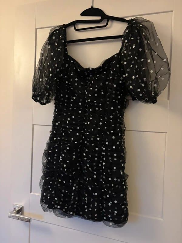 Misspap Polka dot black dress size 12
