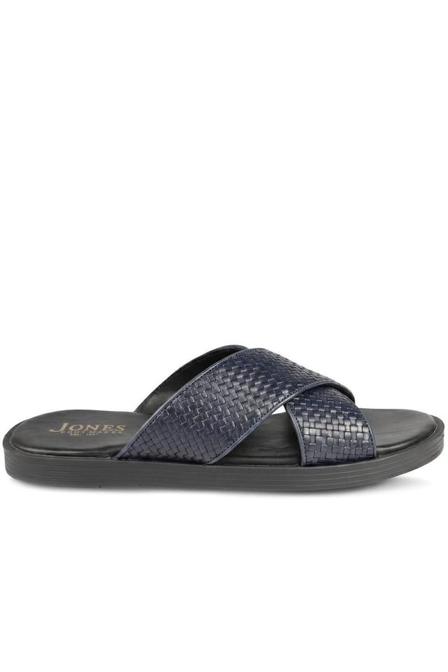 Jones Bootmaker Jones Bootmaker Men's Westport Leather Mule Sliders in Navy - 2