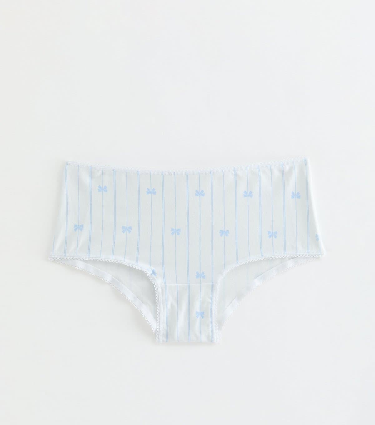 New Look Girls' Blue Cotton Rich Stripe Bow Print Short Briefs New Look