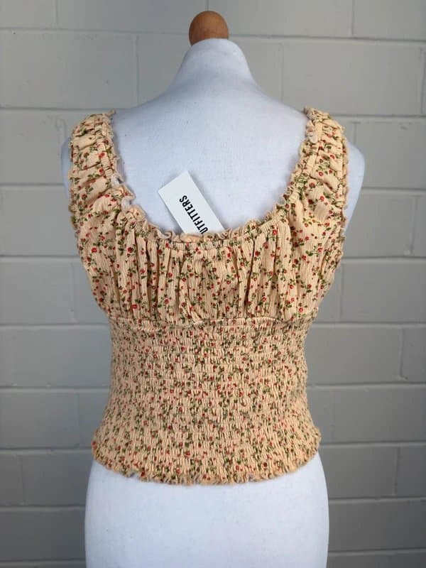 Urban Outfitters Urban Outfitters L UK 12 Shirred Floral Cami Yellow