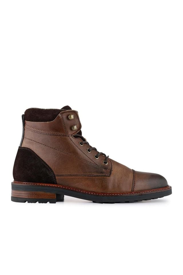 Jones Bootmaker Jones Bootmaker Men's Dusseldorf Leather Lace-Up Boots in Brown - 2