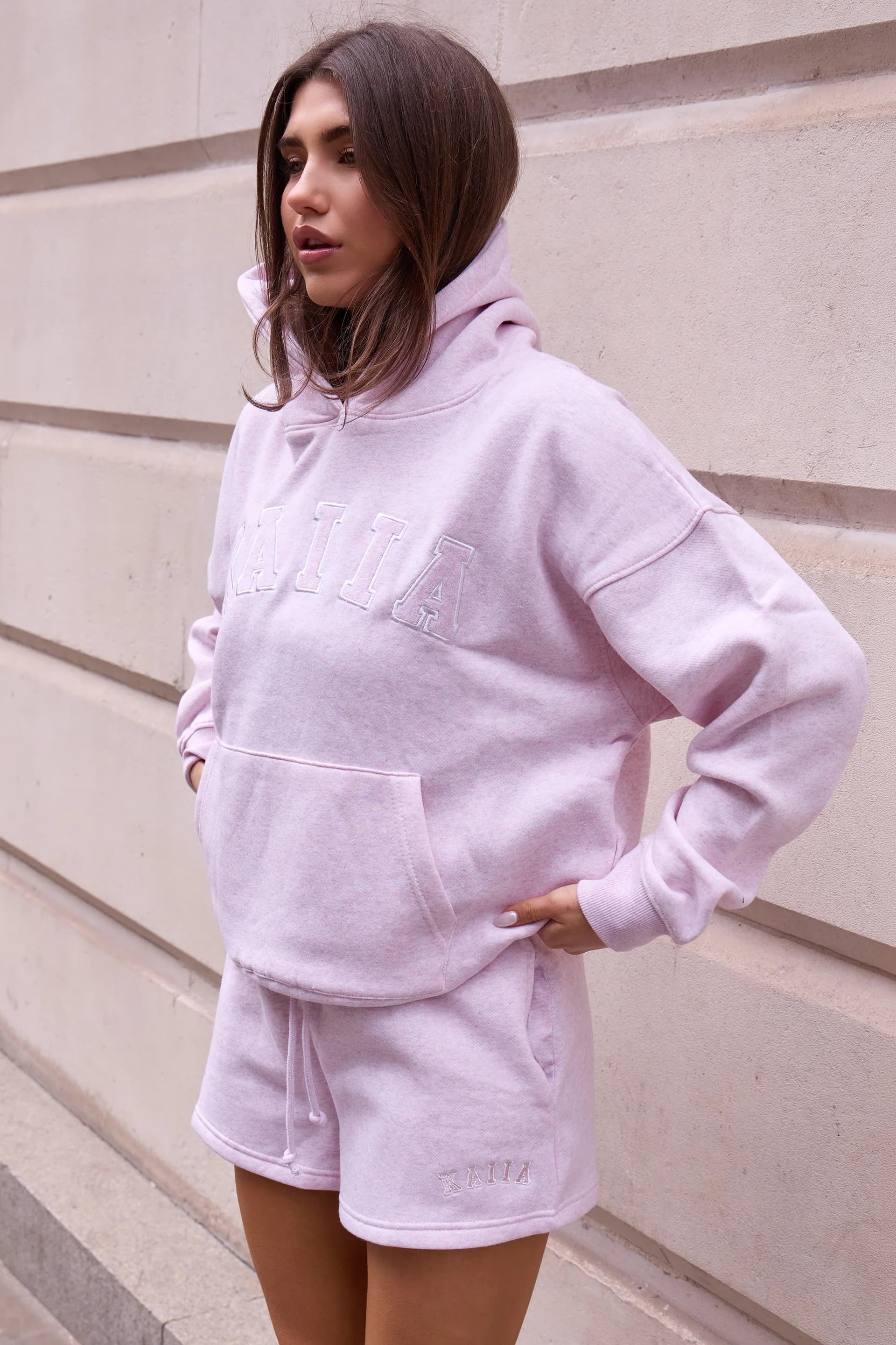 Kaiia Kaiia Logo Mini Shorts Baby Pink Marl