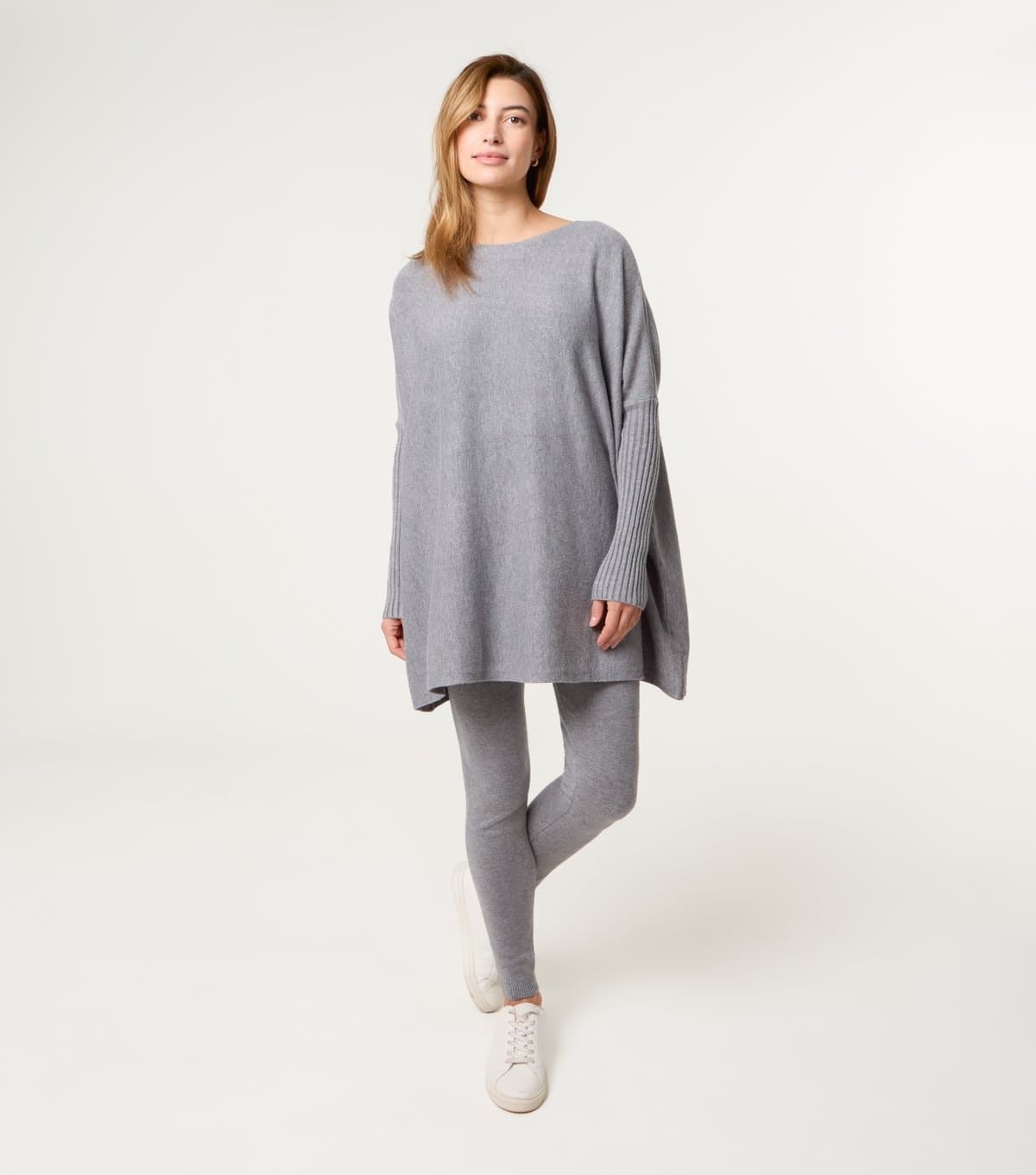 Blue Vanilla Women's Grey Melange Knitted Jumper and Legging Set Blue Vanilla New Look