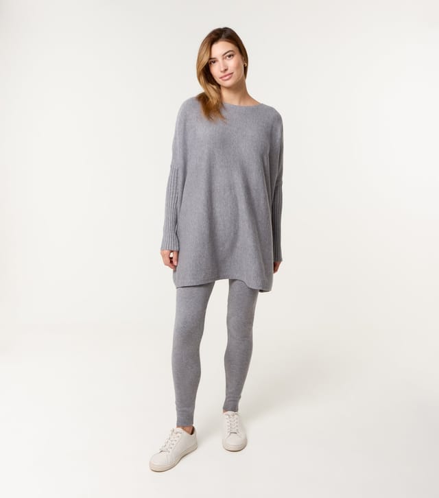 Blue Vanilla Women's Grey Melange Knitted Jumper and Legging Set Blue Vanilla New Look - 3