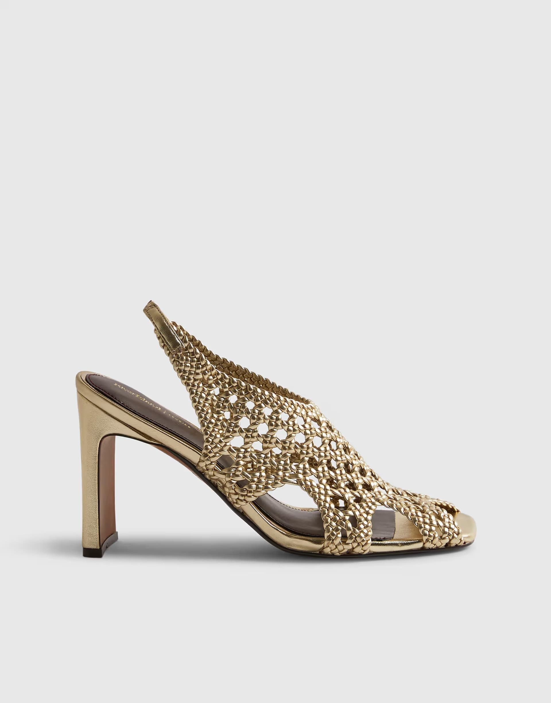 ASOS River Island Caged heeled sandals in gold