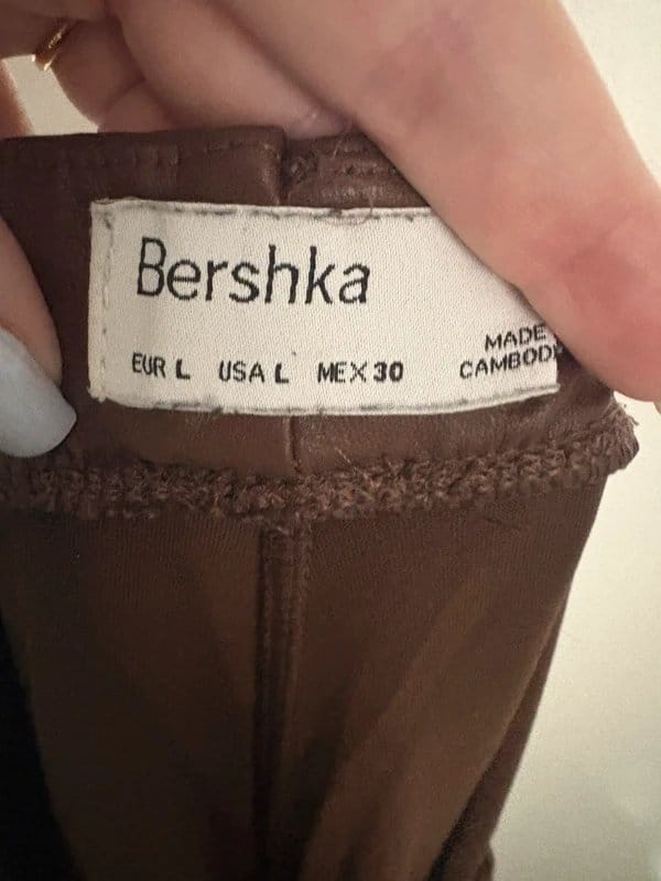 Bershka Bershka brown leather leggings - 1