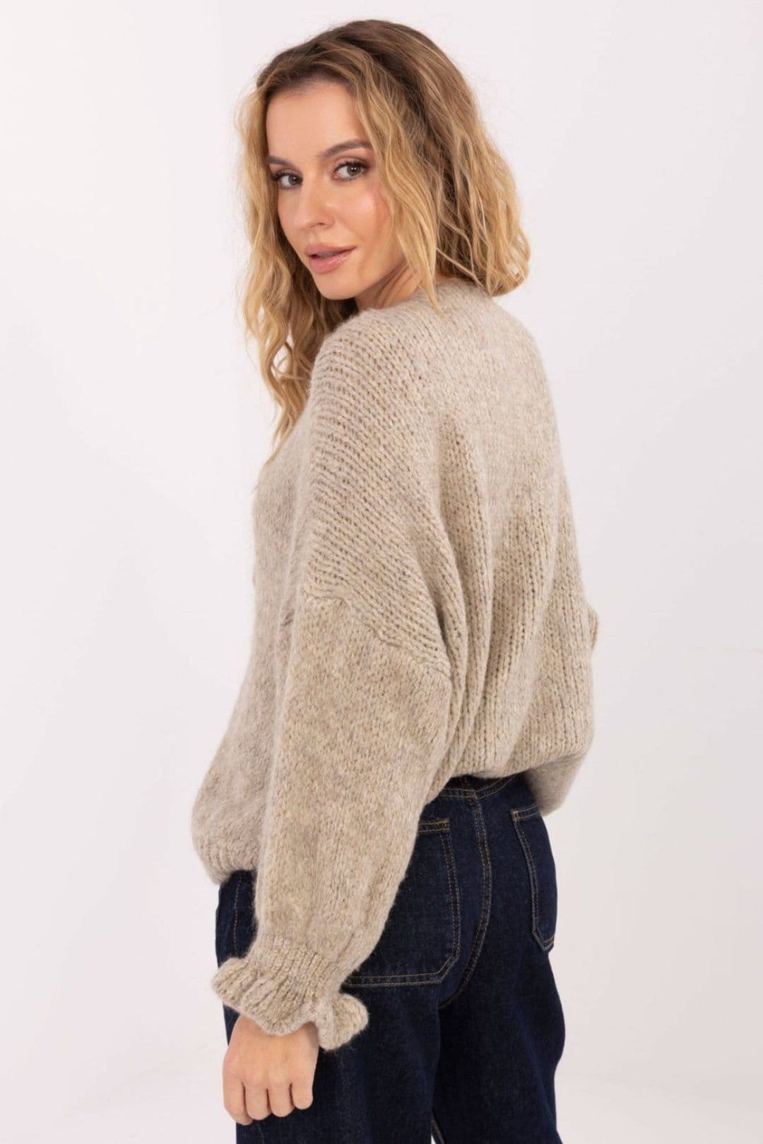 Love Lace Love Lace Women's Acrylic Tie Cardigan Casual Sweater in Beige - 4