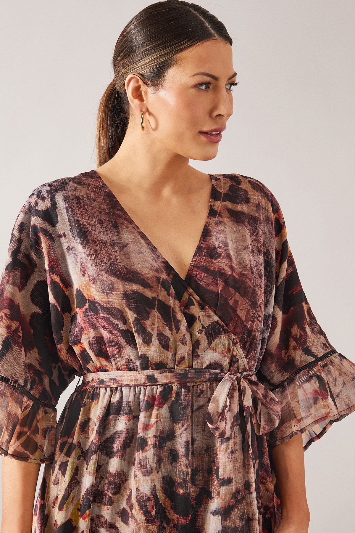 Wallis Wallis Women's Leopard Drop Hem Frill Midi Dress in Black - 3