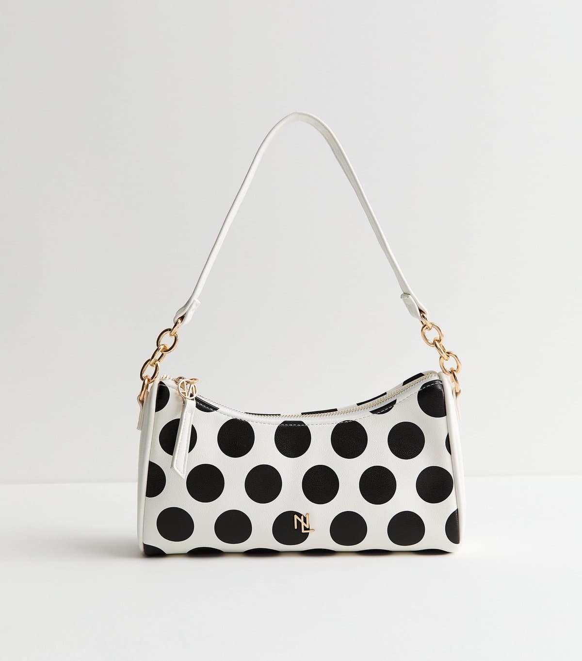 New Look Cream Polka Dot Baguette Shoulder Bag New Look