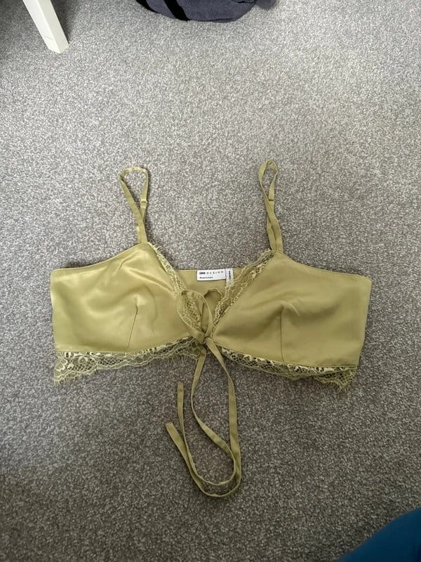 ASOS Olive Green Silk Lace Crop Top