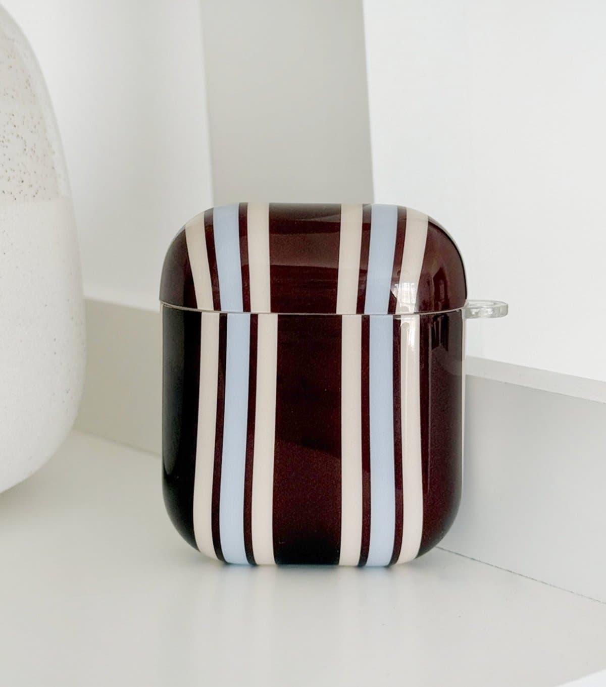 Coconut Lane Brown & Blue Striped Airpods Case Coconut Lane New Look