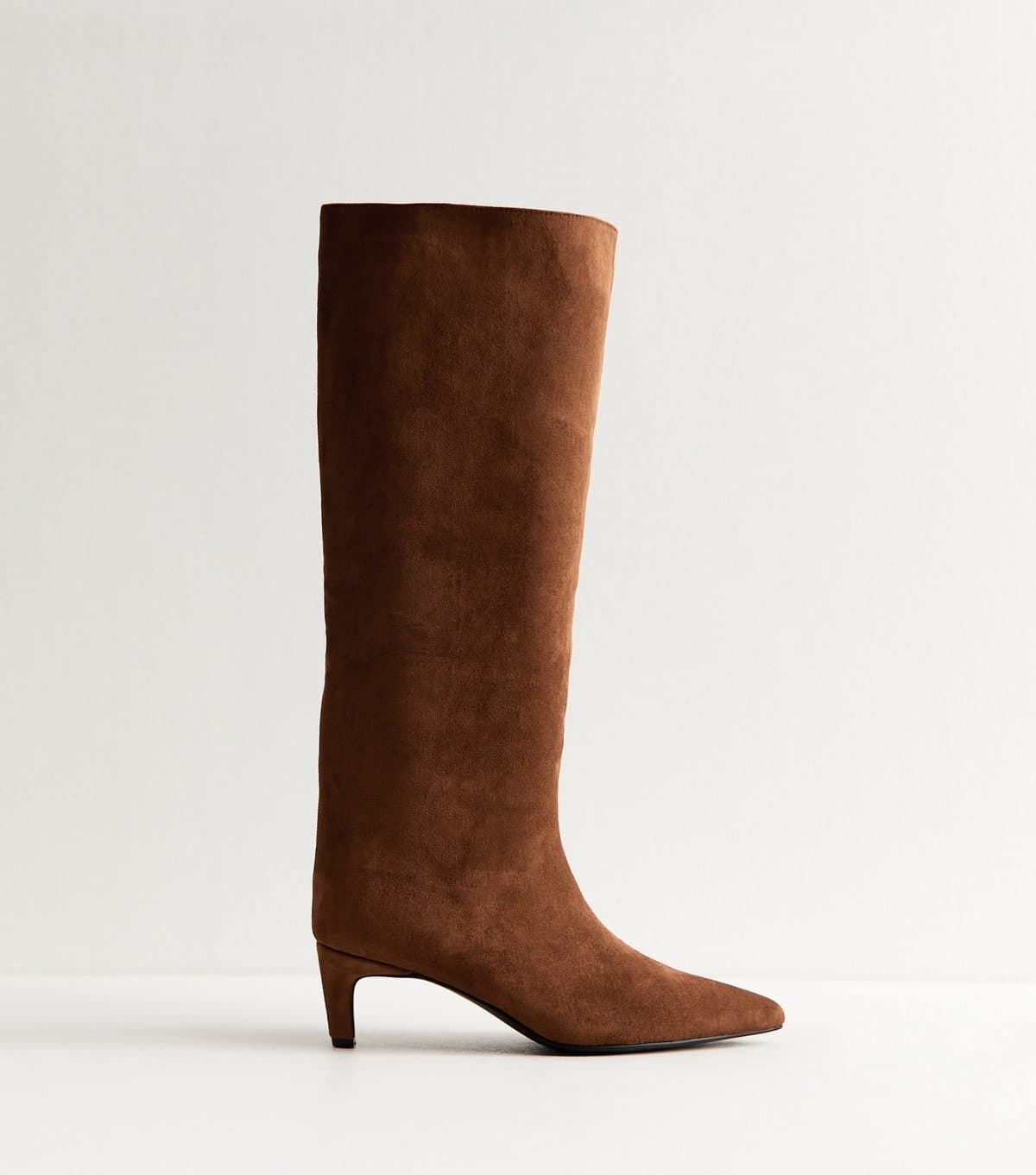 New Look Women's Rust Faux Suede Low Stiletto Heel Knee High Boots Vegan New Look