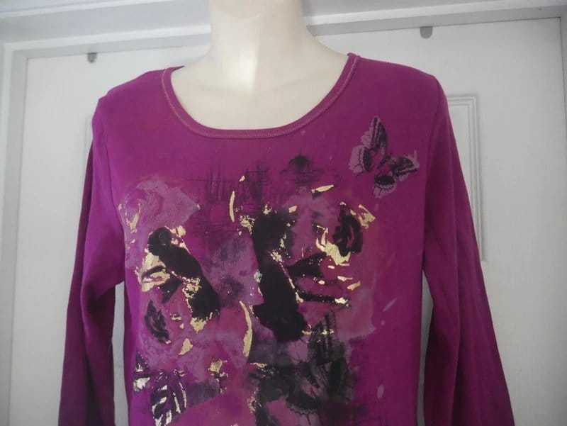 BHS Purple Gold Shimmer Blouse Long Sleeve Ladies Size 16