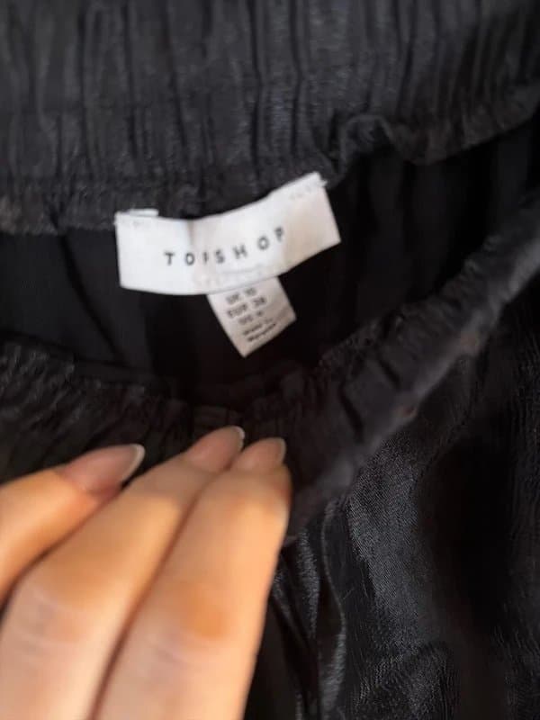 Topshop Topshop Black Satin Type Trousers 10