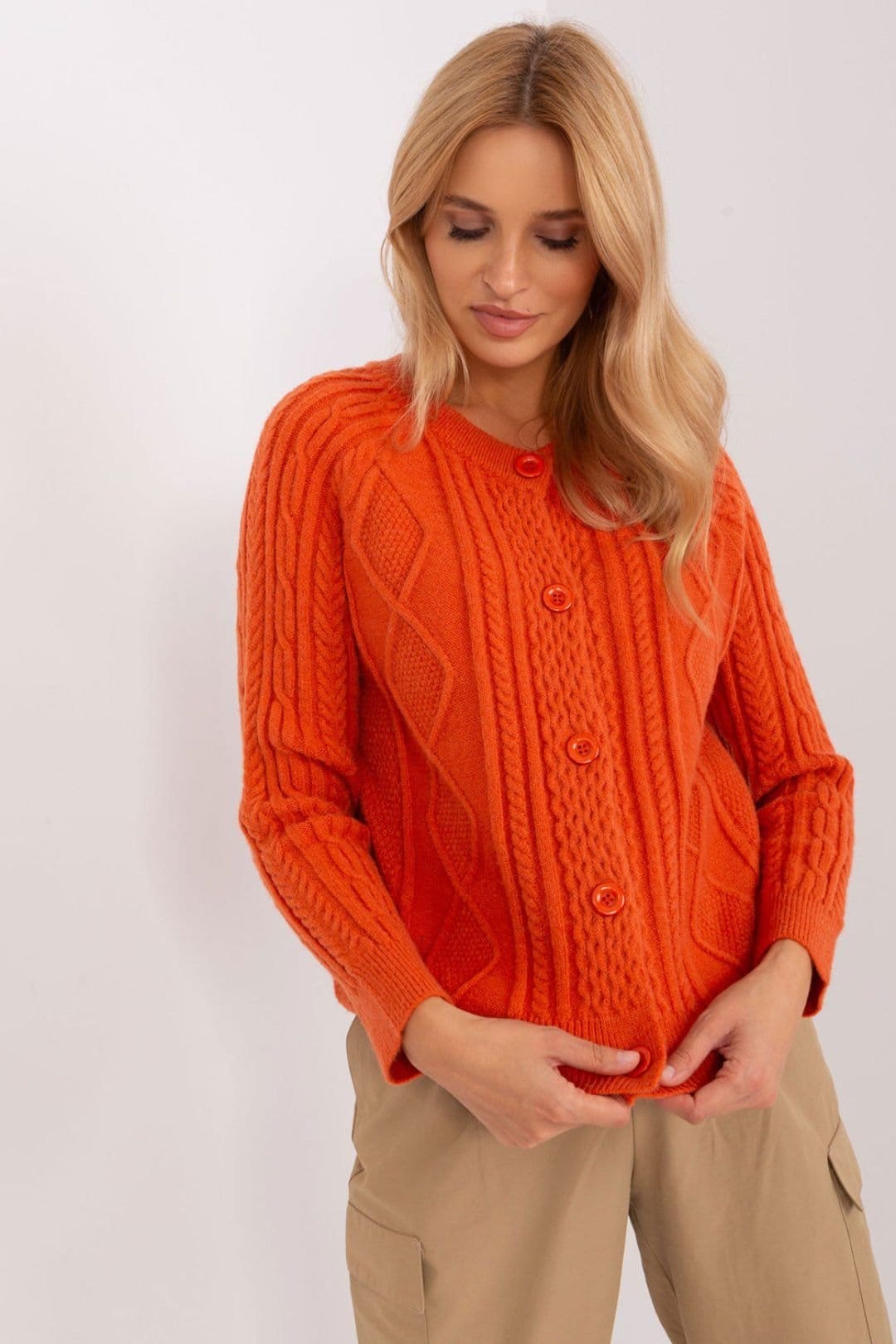 Love Lace Orange Variegated Texture Cardigan