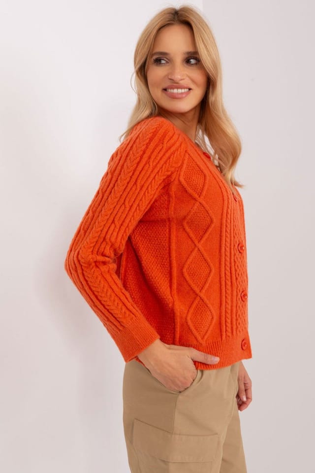 Love Lace Love Lace Women's Variegated Texture Button Front Cardigan Style 186821 in Orange - 2