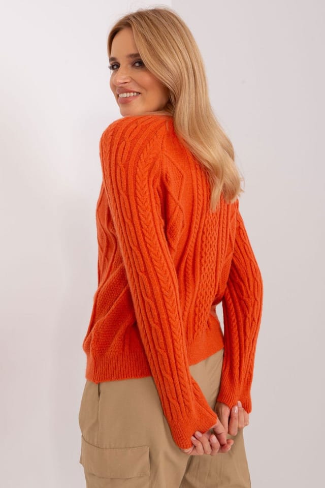 Love Lace Love Lace Women's Variegated Texture Button Front Cardigan Style 186821 in Orange - 3
